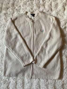 Rivers’ End Cream Cottagecore Womens Kint Soft Sweater Zipup